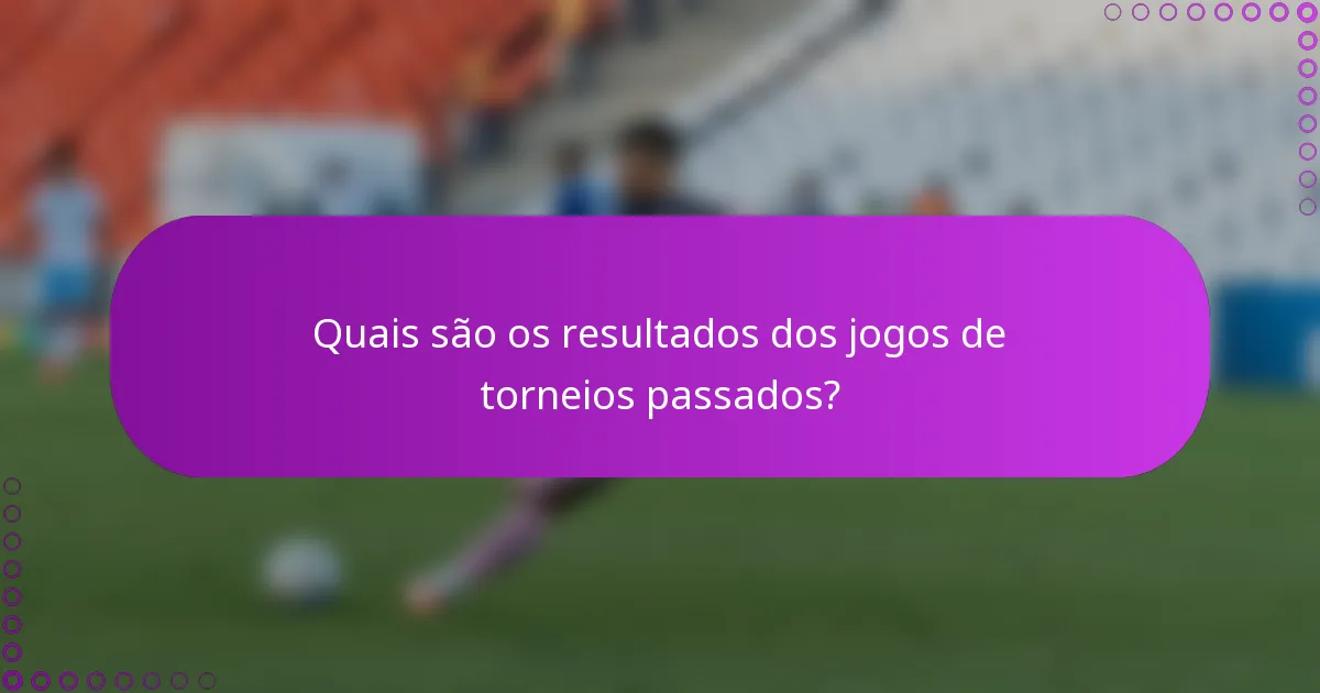 Quais são os resultados dos jogos de torneios passados?